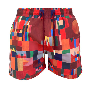 MY COUNTRY Swim Shorts - Maroon/Multicolor